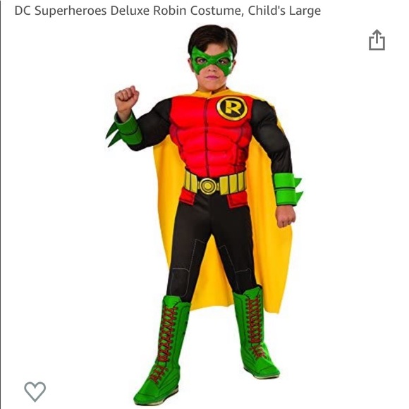 DC Superheroes Deluxe Robin Costume, Child's Large - Picture 2 of 14